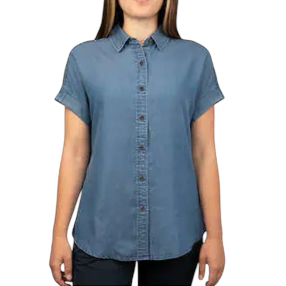 31. Tilley NWT Short Sleeve Tencel Collared Denim Shirt